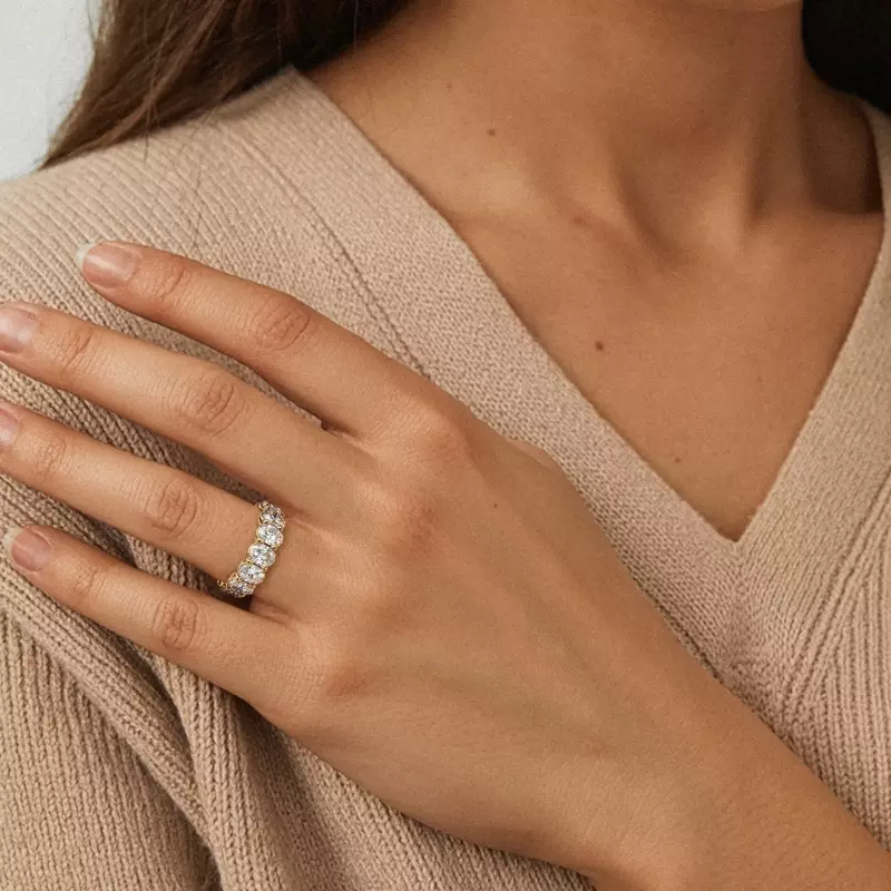 14K Rose Gold Oval Cut Lab Diamond Eternity Ring (7.0 ct. tw.)