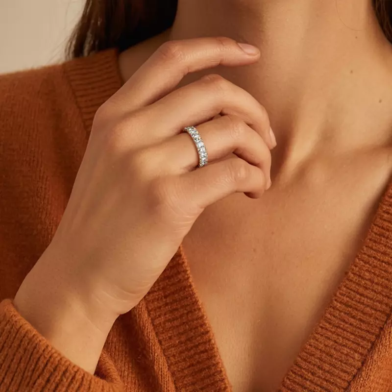 18K Rose Gold Radiant Cut Lab Diamond Eternity Ring (4.0 ct. tw.)
