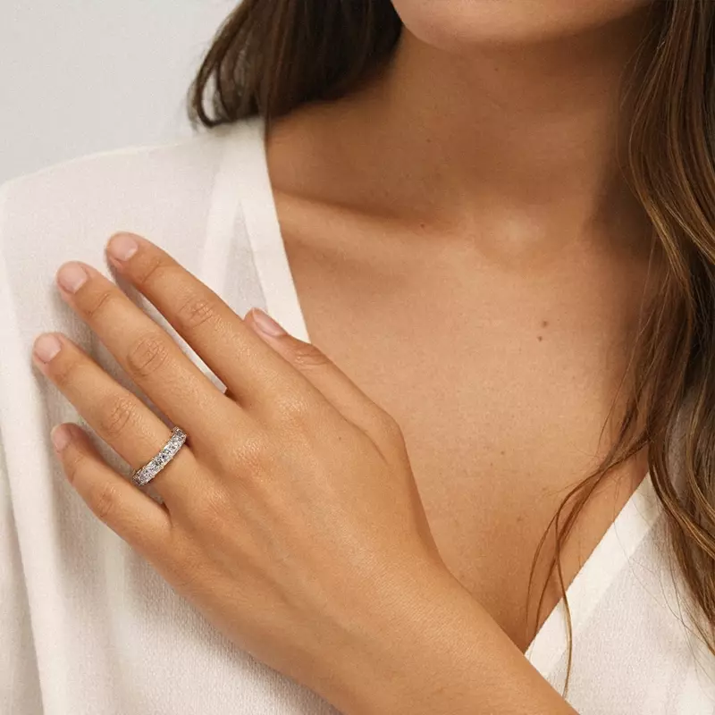 14K White Gold Radiant Cut Lab Diamond Eternity Ring (6.0 ct. tw.)