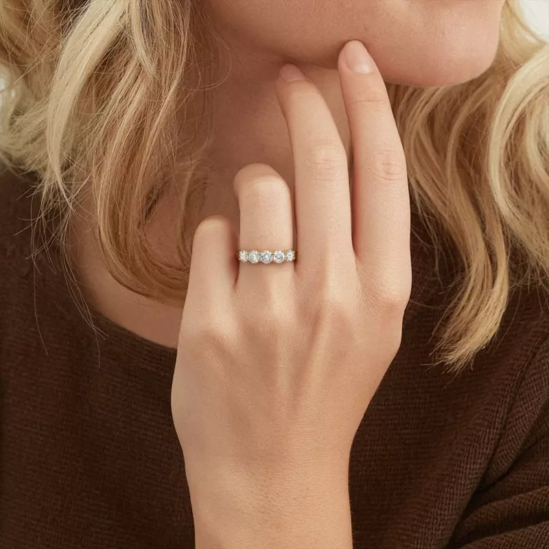 14K Rose Gold Classic Five-Stone Round Lab Diamond Band (1.00ct. tw.)