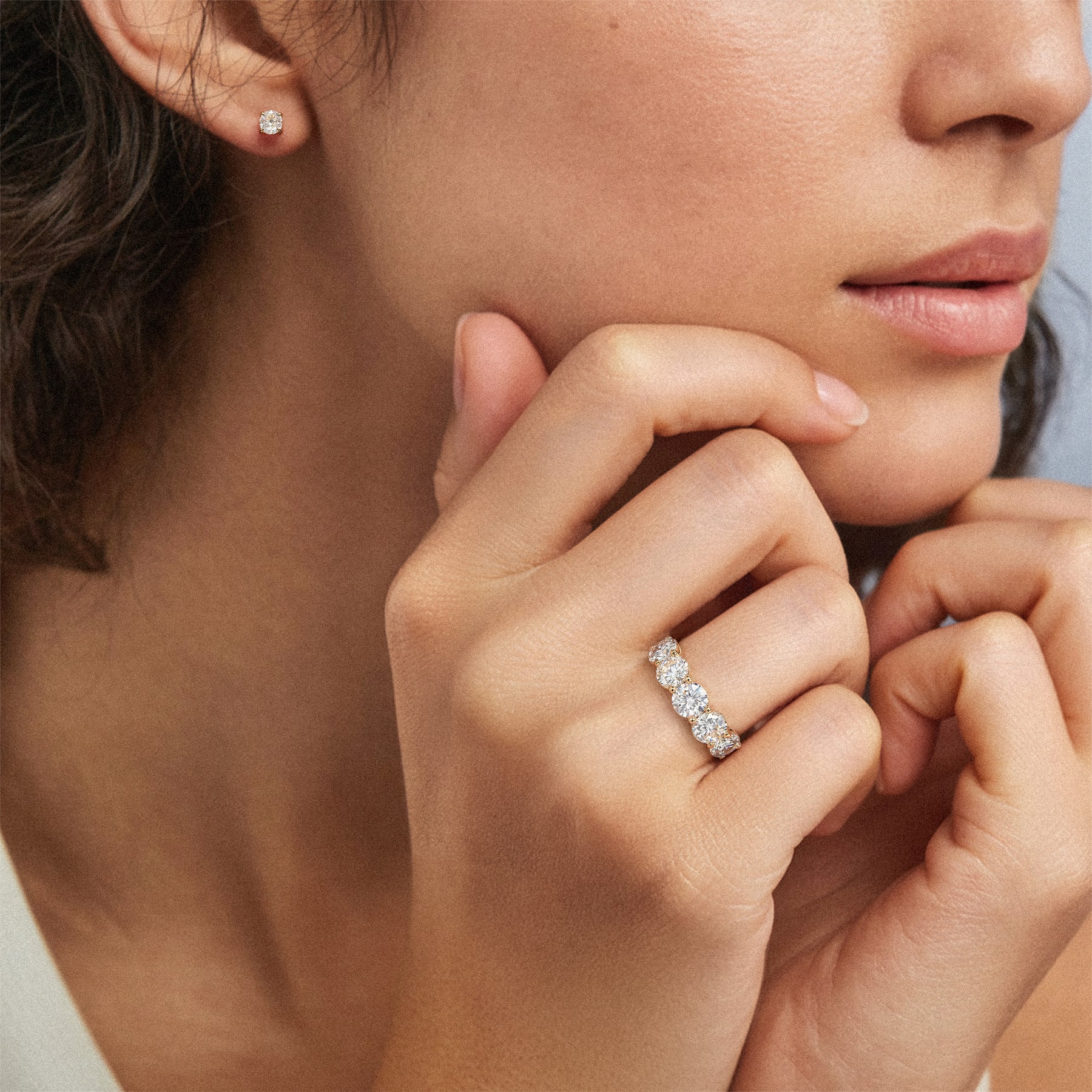 14K Rose Gold Classic Five-Stone Round Diamond Band (3.50ct. tw.)
