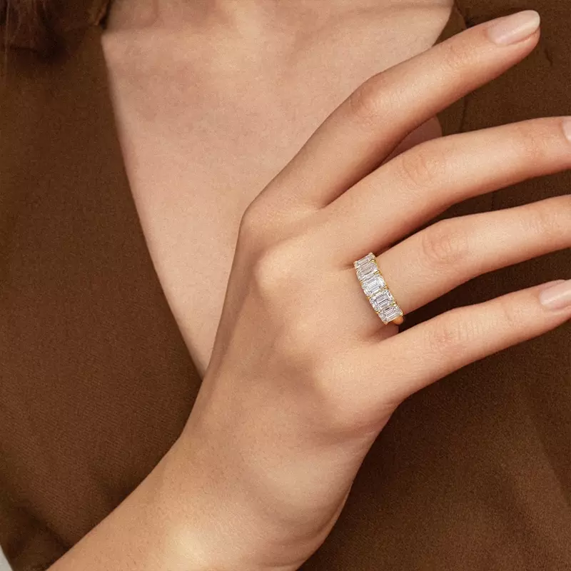 Platinum Emerald Cut Lab Diamond 5 Stone Ring (3.00 ct. tw.)