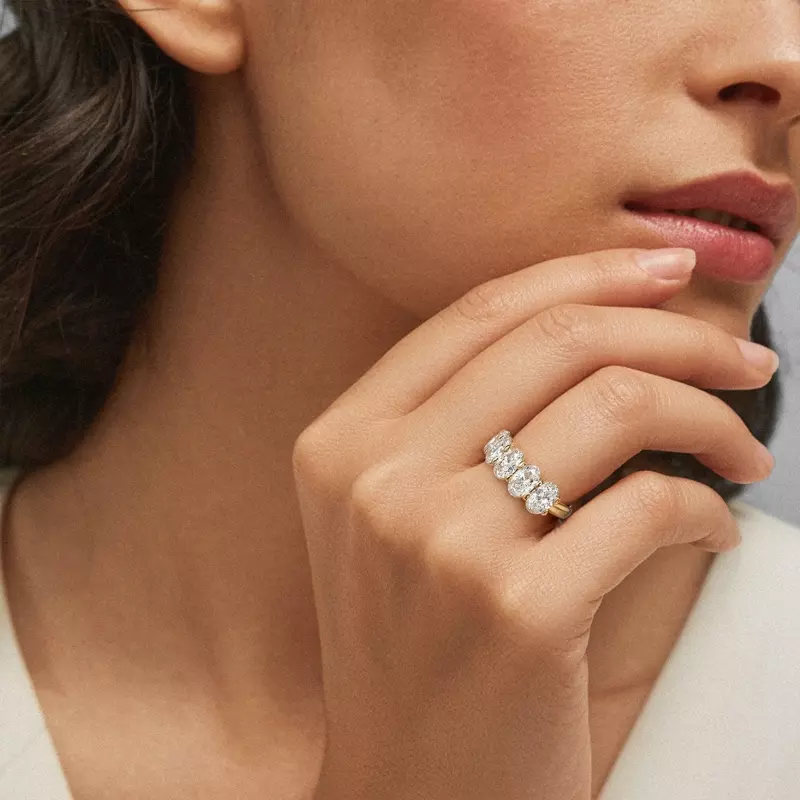 14K White Gold Oval Cut Diamond 5 Stone Ring (3.00 ct. tw.)