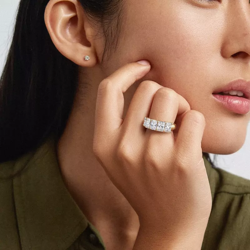 14K White Gold Radiant Cut Lab Diamond 5 Stone Ring (3.00 ct. tw.)