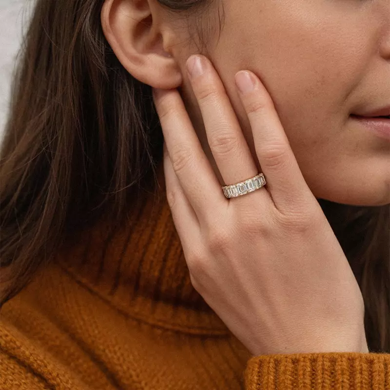 14K Rose Gold Emerald Cut Lab Diamond 7 Stone Ring (4.20 ct. tw.)