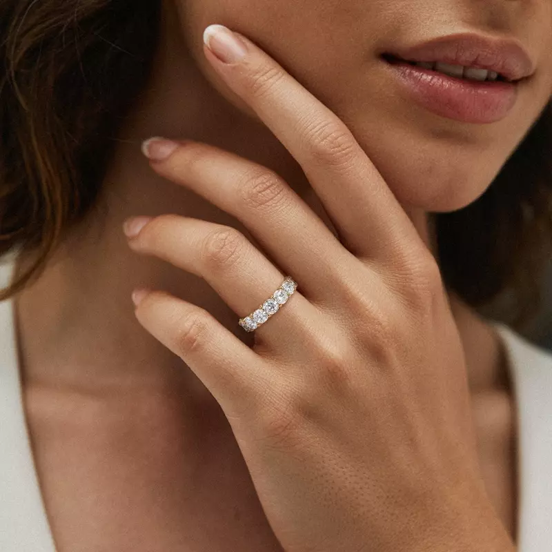 14K Yellow Gold Cushion Cut Diamond Eternity Ring (8.0 ct. tw.)