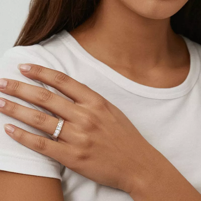 Platinum Emerald Cut Lab Diamond Eternity Ring (7.0 ct. tw.)