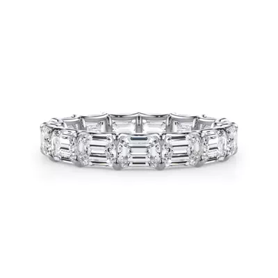 East-West Emerald-Cut Lab Diamond U-Prong Eternity Ring (3.50ct. tw.)