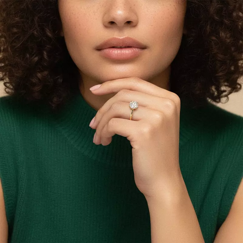 18K White Gold Bellora Hidden Halo Engagement Ring