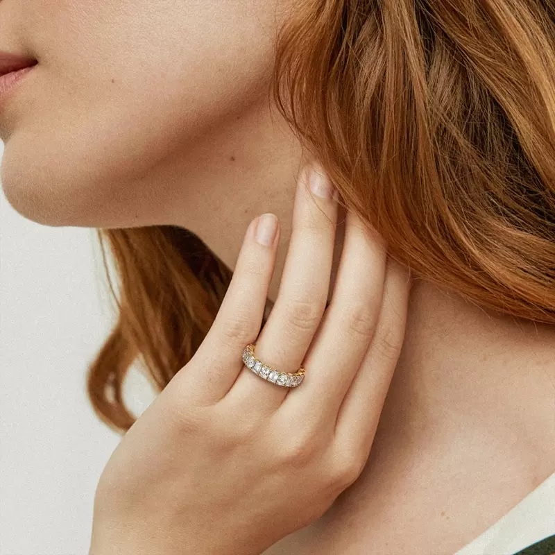 18K Rose Gold Oval and Emerald-Cut Diamond Eternity Band (4.5ct tw)
