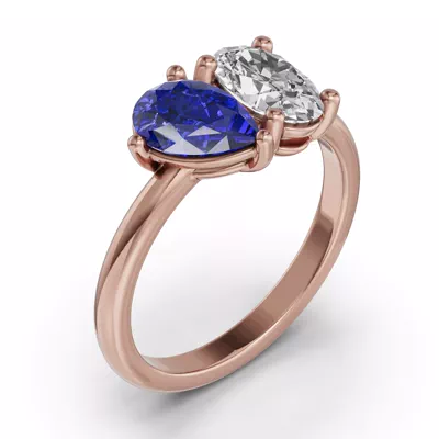 Toi Et Moi Oval Lab Diamond & Pear Sapphire Ring (2.00 ct. tw.)