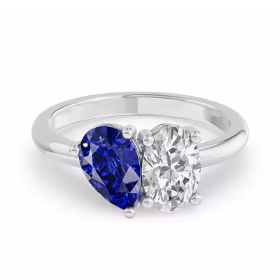 Toi Et Moi Oval Lab Diamond & Pear Sapphire Ring (2.00 ct. tw.)