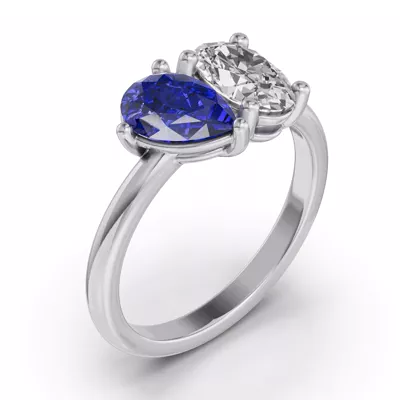 Toi Et Moi Oval Lab Diamond & Pear Sapphire Ring (2.00 ct. tw.)