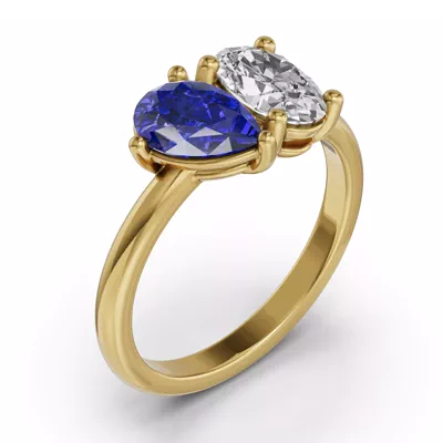 Toi Et Moi Oval Lab Diamond & Pear Sapphire Ring (2.00 ct. tw.)