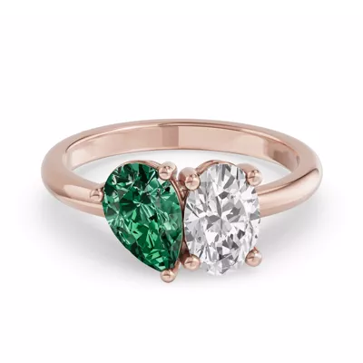 Toi Et Moi Oval Lab Diamond & Pear Emerald Ring (2.00 ct. tw.)