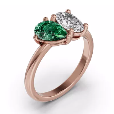 Toi Et Moi Oval Lab Diamond & Pear Emerald Ring (2.00 ct. tw.)