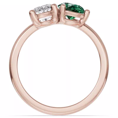 Toi Et Moi Oval Lab Diamond & Pear Emerald Ring (2.00 ct. tw.)
