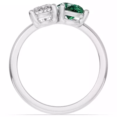 Toi Et Moi Oval Lab Diamond & Pear Emerald Ring (2.00 ct. tw.)
