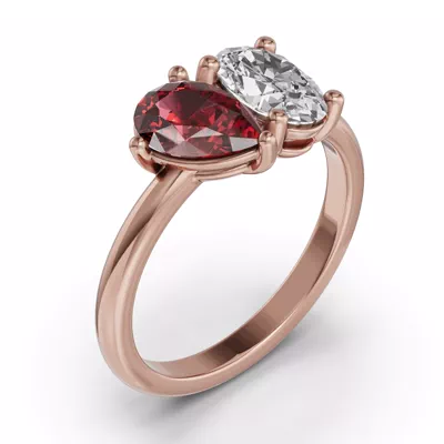 Toi Et Moi Oval Lab Diamond & Pear Ruby Ring (2.00 ct. tw.)