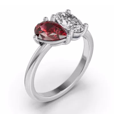 Toi Et Moi Oval Lab Diamond & Pear Ruby Ring (2.00 ct. tw.)