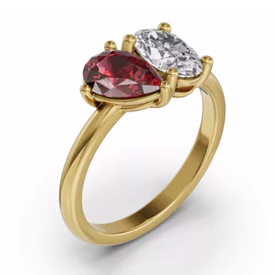 Toi Et Moi Oval Lab Diamond & Pear Ruby Ring (2.00 ct. tw.)