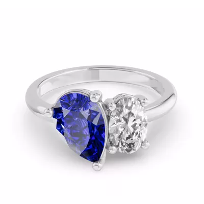 Toi Et Moi Oval Lab Diamond & Pear Sapphire Ring (3.00 ct. tw.)