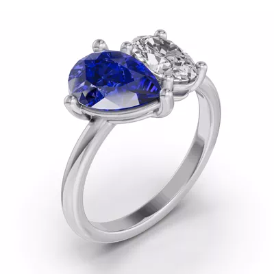 Toi Et Moi Oval Lab Diamond & Pear Sapphire Ring (3.00 ct. tw.)