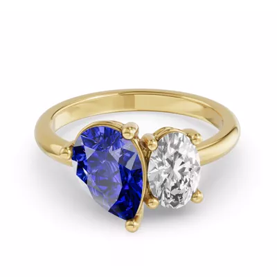 Toi Et Moi Oval Lab Diamond & Pear Sapphire Ring (3.00 ct. tw.)