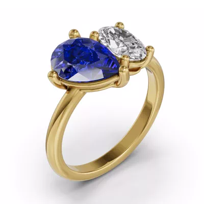 Toi Et Moi Oval Lab Diamond & Pear Sapphire Ring (3.00 ct. tw.)