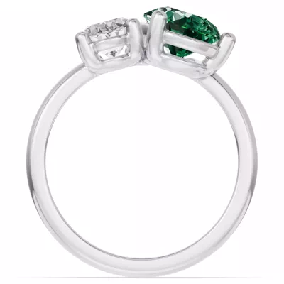Toi Et Moi Oval Lab Diamond & Pear Emerald Ring (3.00 ct. tw.)