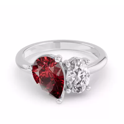 Toi Et Moi Oval Lab Diamond & Pear Ruby Ring (3.00 ct. tw.)