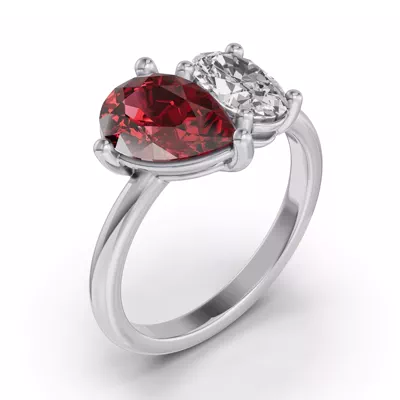 Toi Et Moi Oval Lab Diamond & Pear Ruby Ring (3.00 ct. tw.)