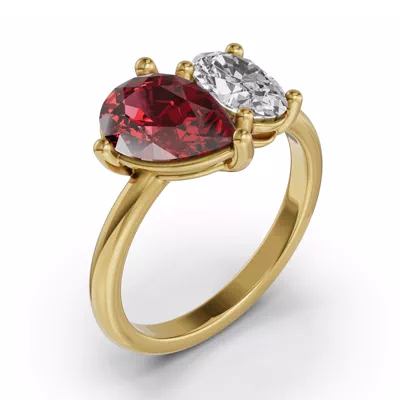 Toi Et Moi Oval Lab Diamond & Pear Ruby Ring (3.00 ct. tw.)