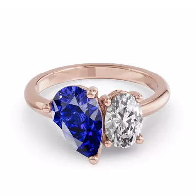 Toi Et Moi Oval Lab Diamond & Pear Sapphire Ring (4.00 ct. tw.)
