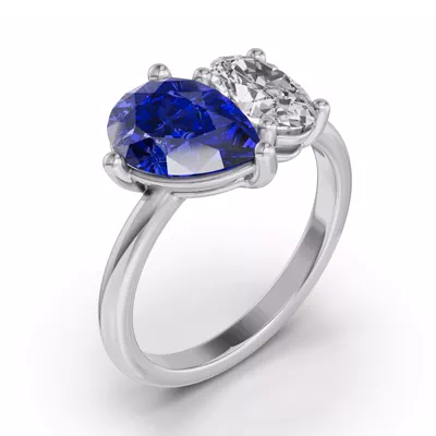 Toi Et Moi Oval Lab Diamond & Pear Sapphire Ring (4.00 ct. tw.)