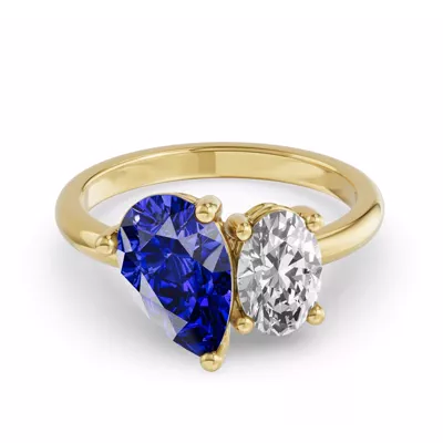 Toi Et Moi Oval Lab Diamond & Pear Sapphire Ring (4.00 ct. tw.)