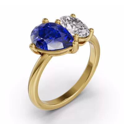 Toi Et Moi Oval Lab Diamond & Pear Sapphire Ring (4.00 ct. tw.)