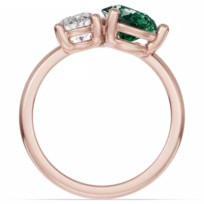 Toi Et Moi Oval Lab Diamond & Pear Emerald Ring (4.00 ct. tw.)
