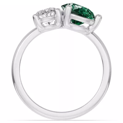 Toi Et Moi Oval Lab Diamond & Pear Emerald Ring (4.00 ct. tw.)