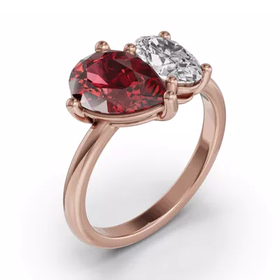 Toi Et Moi Oval Lab Diamond & Pear Ruby Ring (4.00 ct. tw.)