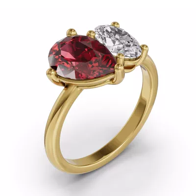 Toi Et Moi Oval Lab Diamond & Pear Ruby Ring (4.00 ct. tw.)