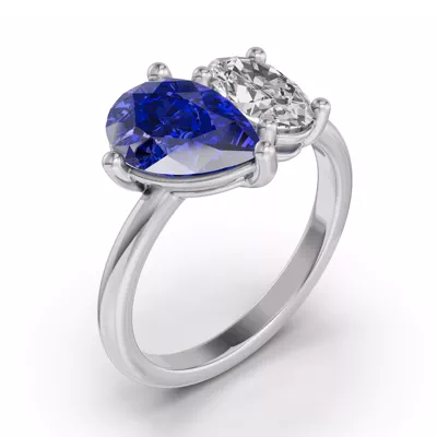 Toi Et Moi Oval Lab Diamond & Pear Sapphire Ring (5.00 ct. tw.)