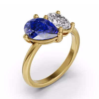 Toi Et Moi Oval Lab Diamond & Pear Sapphire Ring (5.00 ct. tw.)