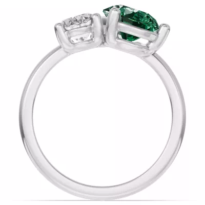 Toi Et Moi Oval Lab Diamond & Pear Emerald Ring (5.00 ct. tw.)