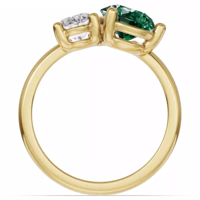 Toi Et Moi Oval Lab Diamond & Pear Emerald Ring (5.00 ct. tw.)