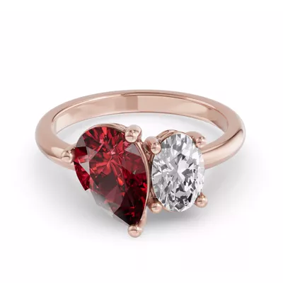Toi Et Moi Oval Lab Diamond & Pear Ruby Ring (5.00 ct. tw.)