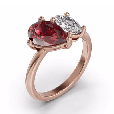 Toi Et Moi Oval Lab Diamond & Pear Ruby Ring (5.00 ct. tw.)