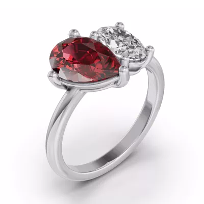 Toi Et Moi Oval Lab Diamond & Pear Ruby Ring (5.00 ct. tw.)