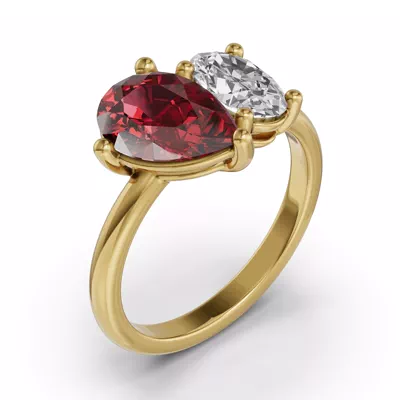 Toi Et Moi Oval Lab Diamond & Pear Ruby Ring (5.00 ct. tw.)