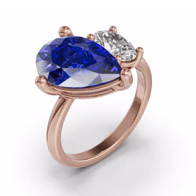 Toi Et Moi Oval Lab Diamond & Pear Sapphire Ring (6.00 ct. tw.)